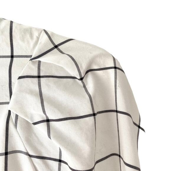 Weekend Max Mara Window Pain Check White Black Blouse Beaded Collar size large - Picture 3 of 9